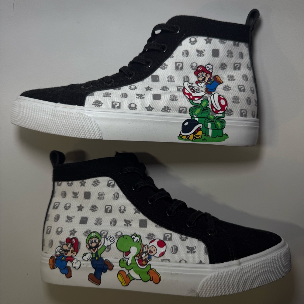 Brand new kids black and white Super Mario Bros Sneakers